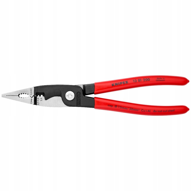 PLIERS FOR ELECTRICAL INSTALLATION WORK 200 MM, 6IN1 13 81 200 KNIPEX Additional information hardened jaws