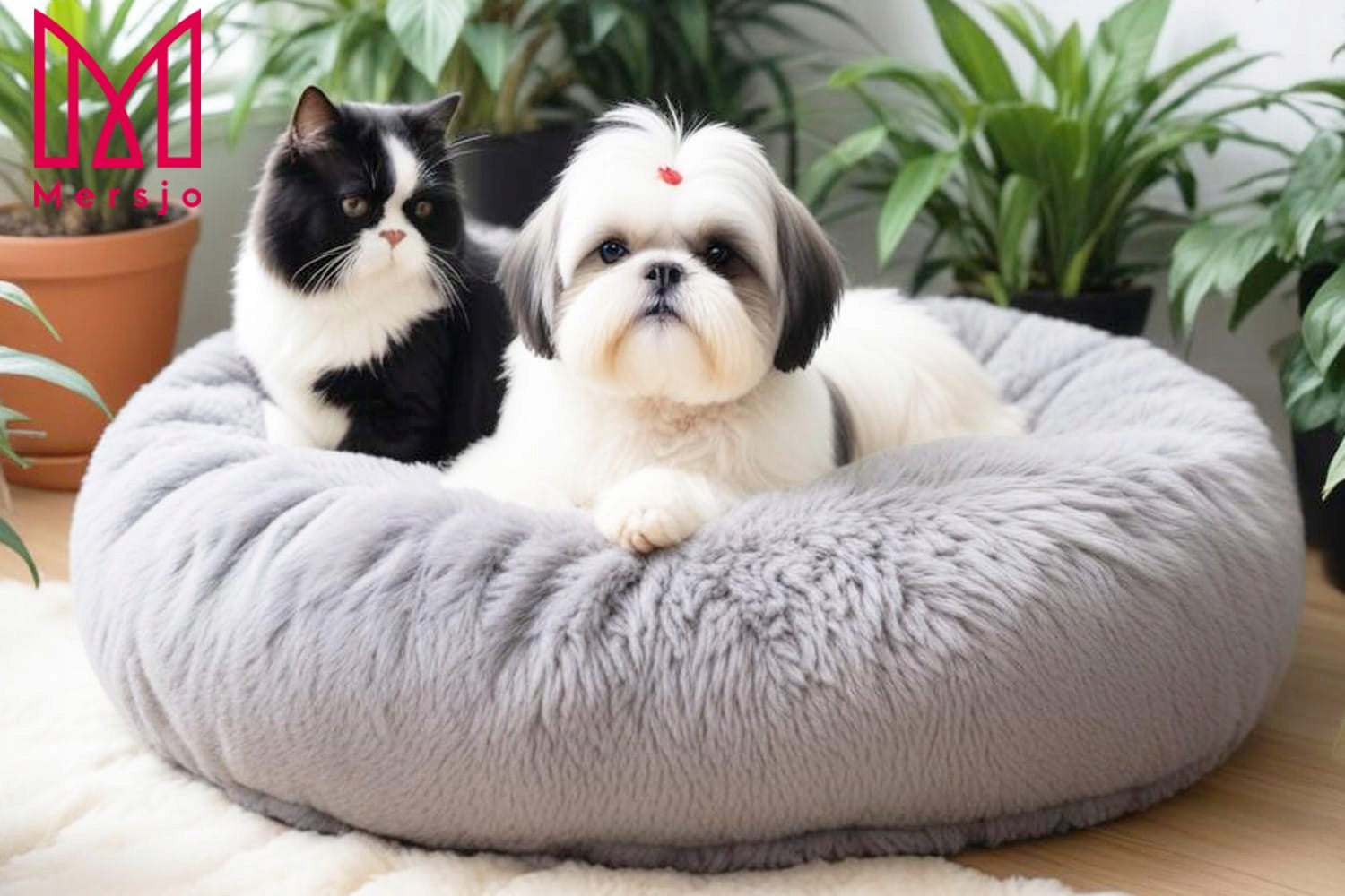 PLUSH BED FOR CAT DOG bedding playpen PILLOW round MERSJO 60cm Material plush