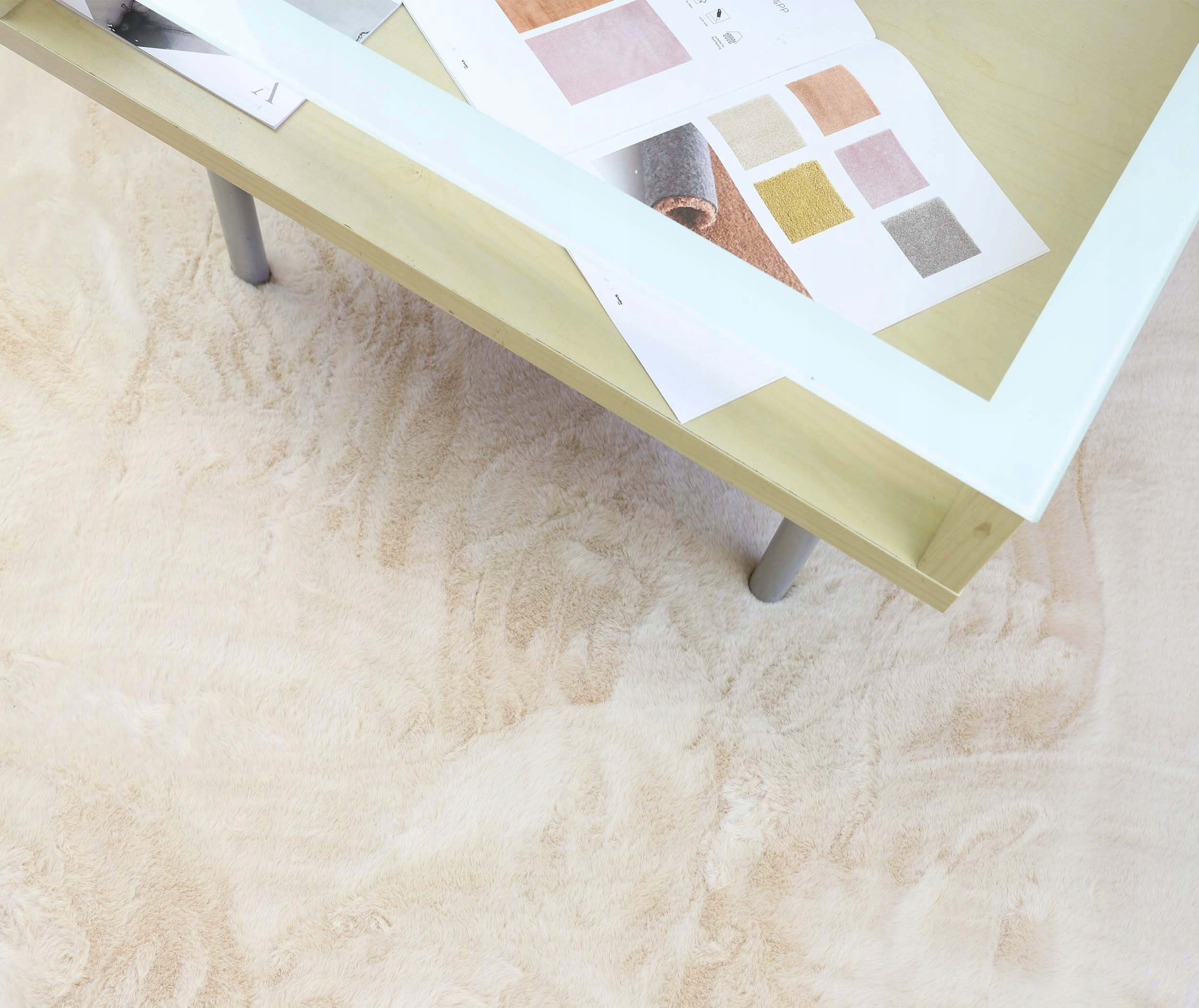 PLUSH CARPET RABBIT FUR SOFT VELVET RABBIT CREAM 120X160cm Product width 120 cm