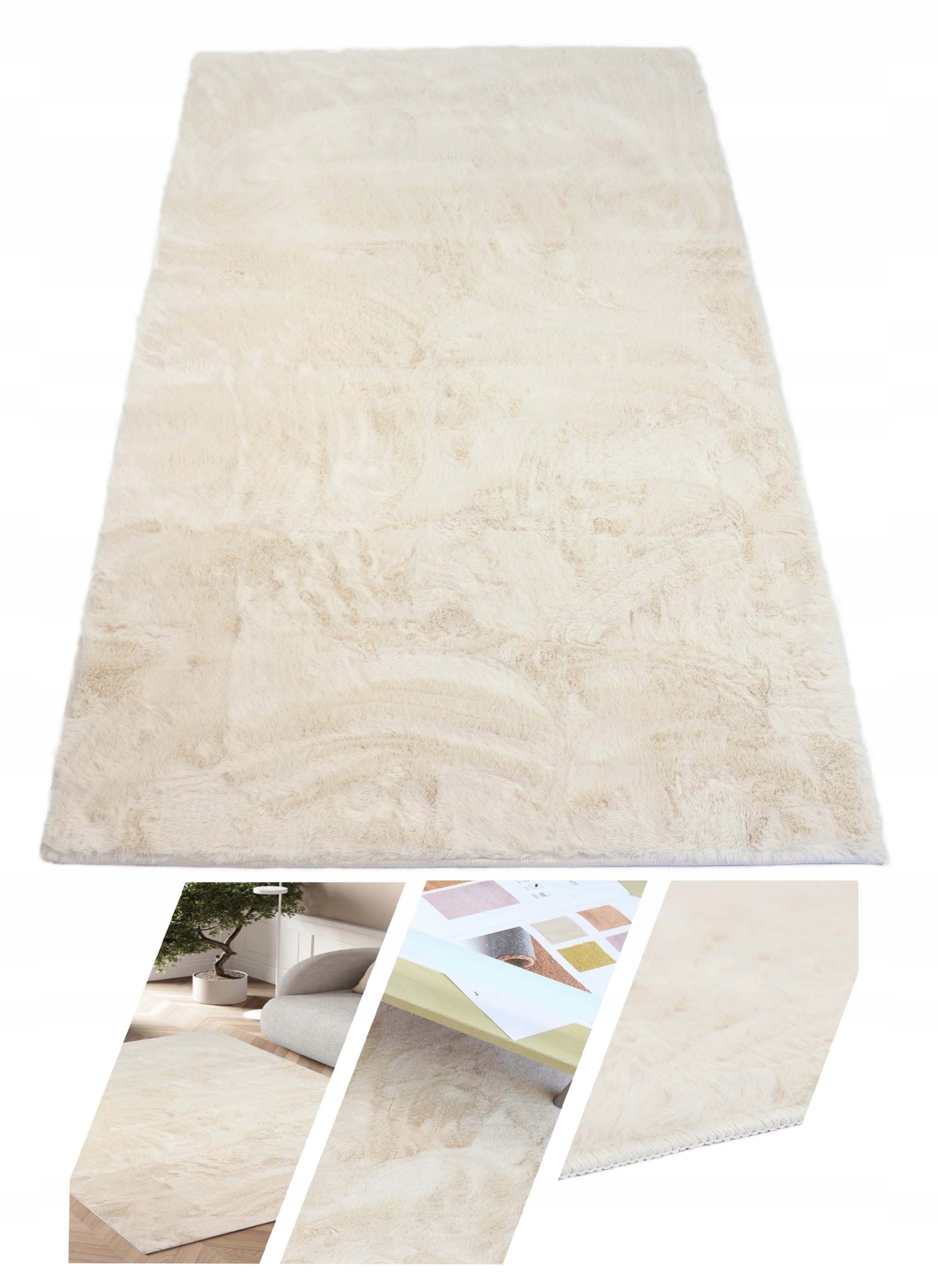 PLUSH CARPET RABBIT FUR SOFT VELVET RABBIT CREAM 160x220 cm