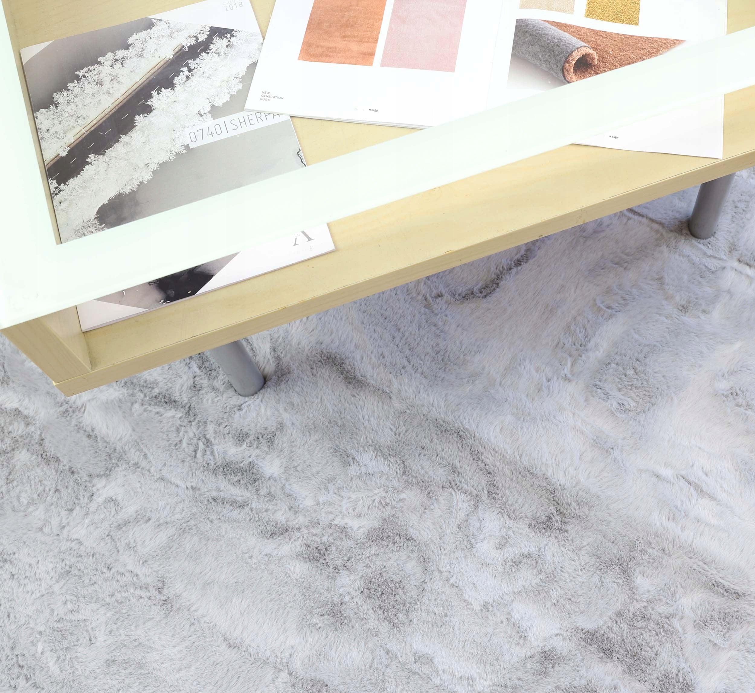 PLUSH CARPET RABBIT FUR SOFT VELVET RABBIT SILVER 140X200 cm Color gray