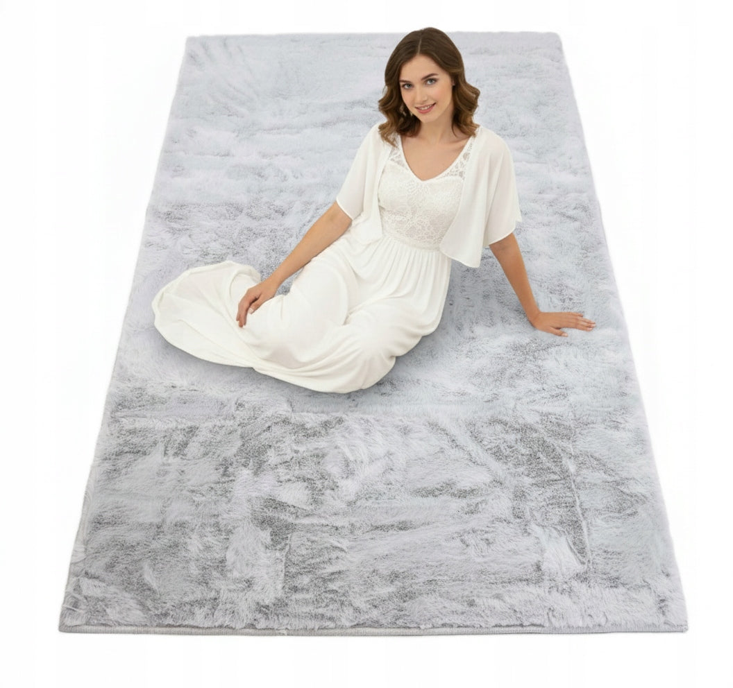 PLUSH CARPET RABBIT FUR SOFT VELVET RABBIT SILVER 140X200 cm Product width 140 cm