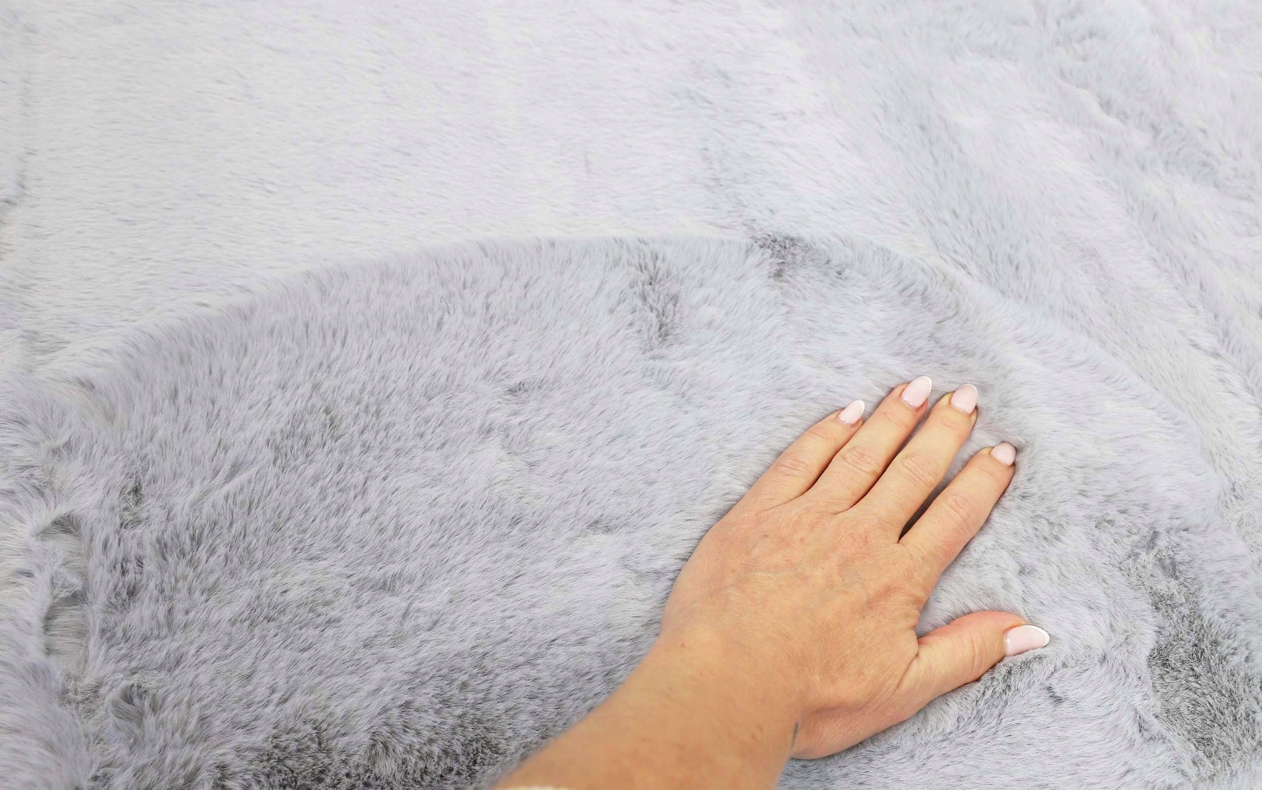 PLUSH CARPET RABBIT FUR SOFT VELVET RABBIT SILVER 200X290cm Color gray