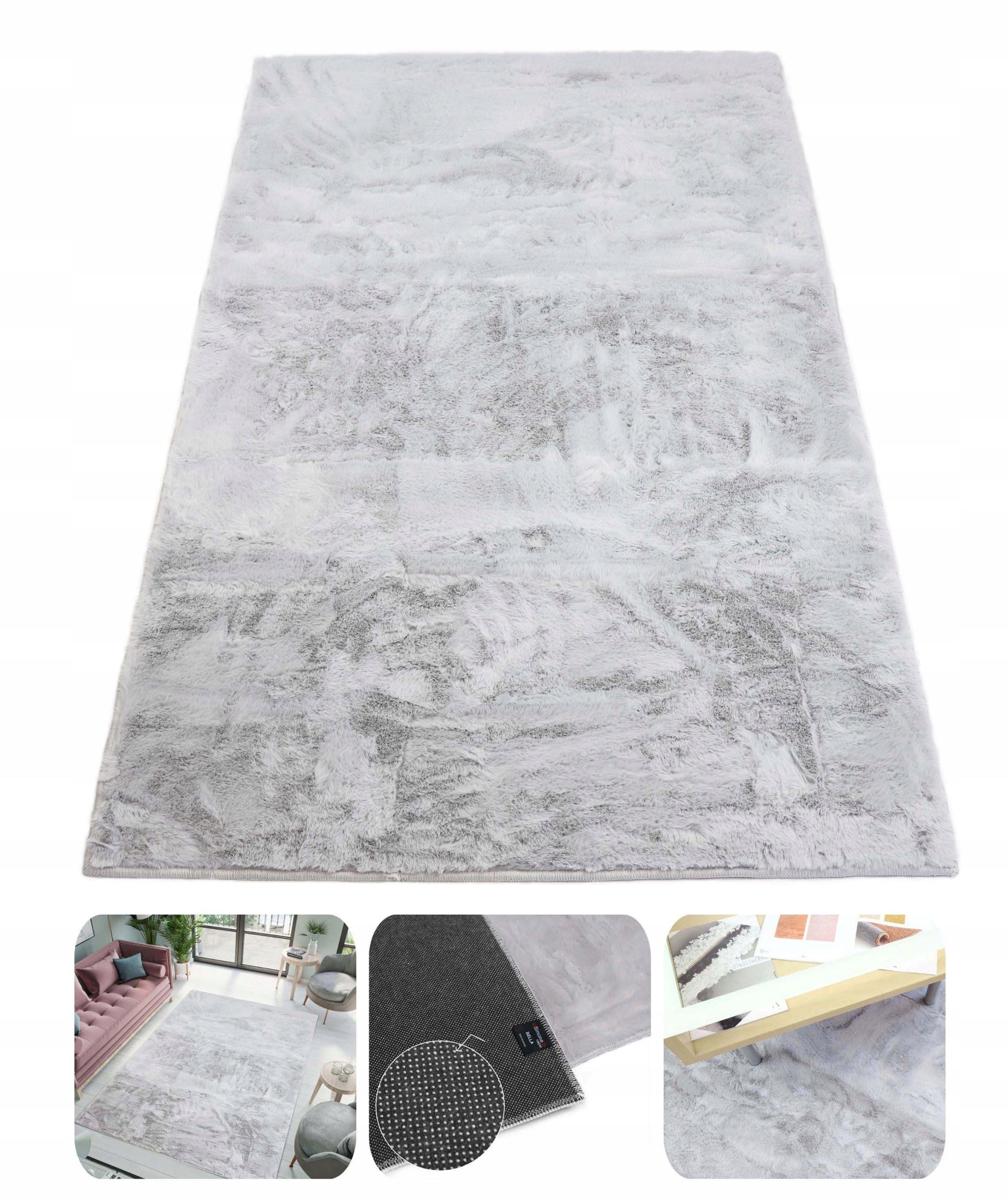 PLUSH CARPET RABBIT FUR SOFT VELVET RABBIT SILVER 200X290cm