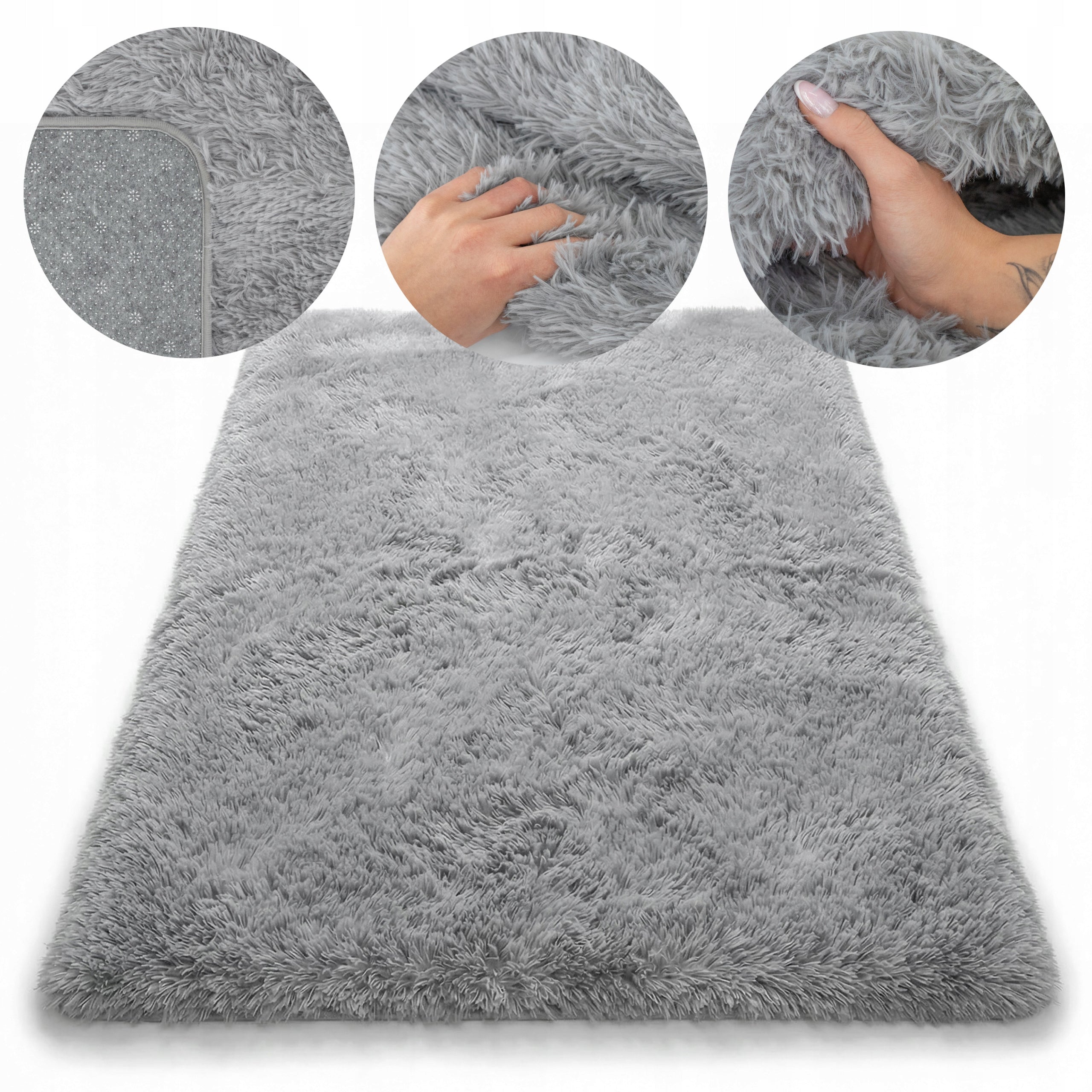 PLUSH CARPET SHAGGY 120x170 CM FLUFFY SOFT FOR LIVING ROOM ECO FUR GREY