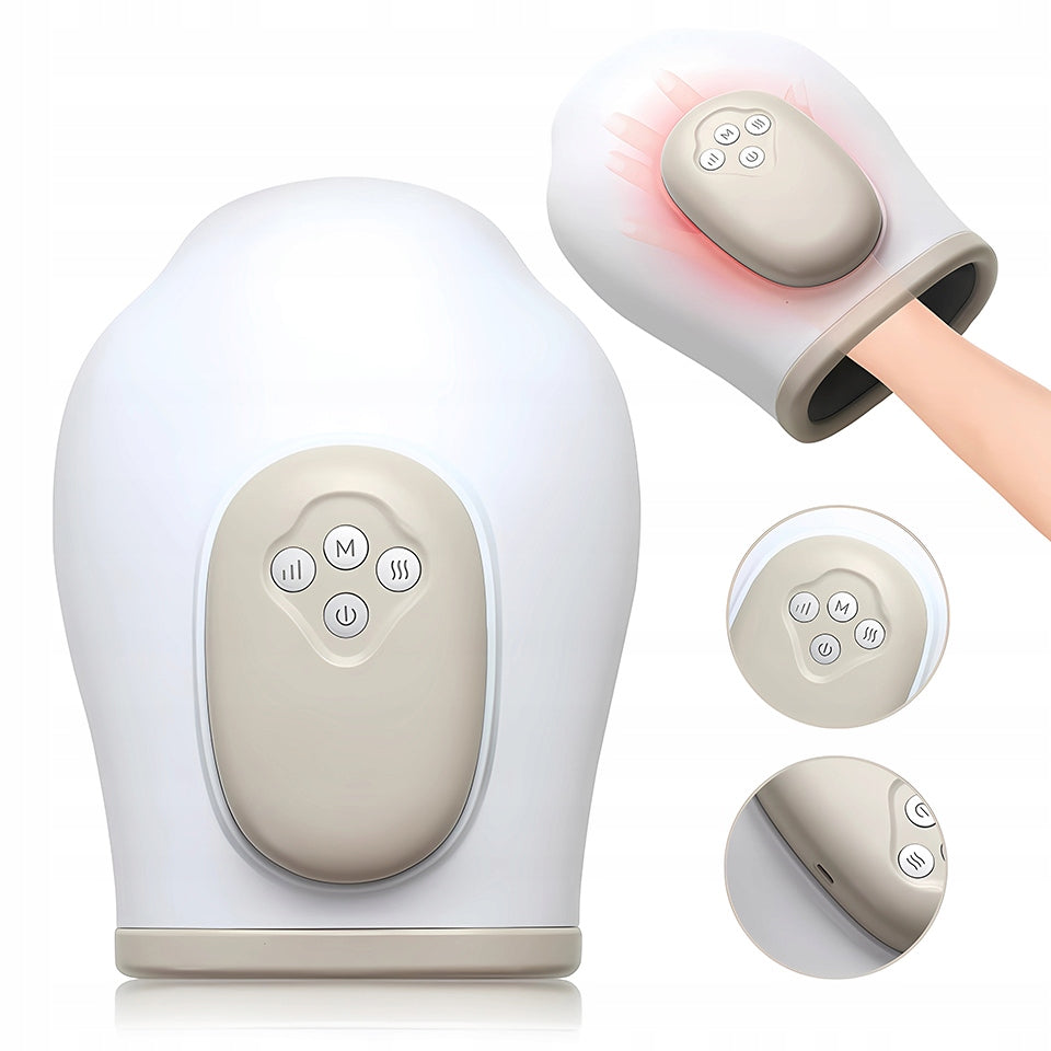 PNEUMATIC HAND MASSAGER MASSAGE GLOVE ACUPRESSURE WHITE