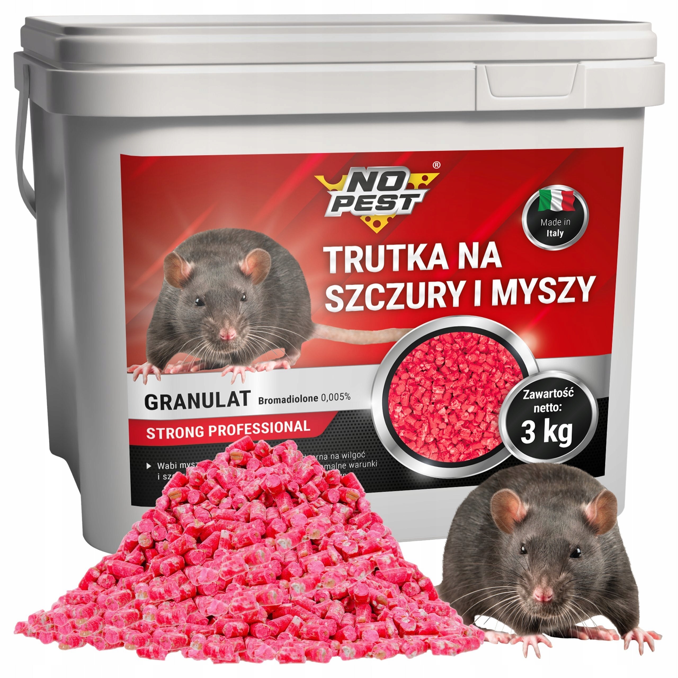 POISON FOR MOUSE RATS GRANULES BROMADIOLONE NO PEST PATENRAT PELLET 3KG