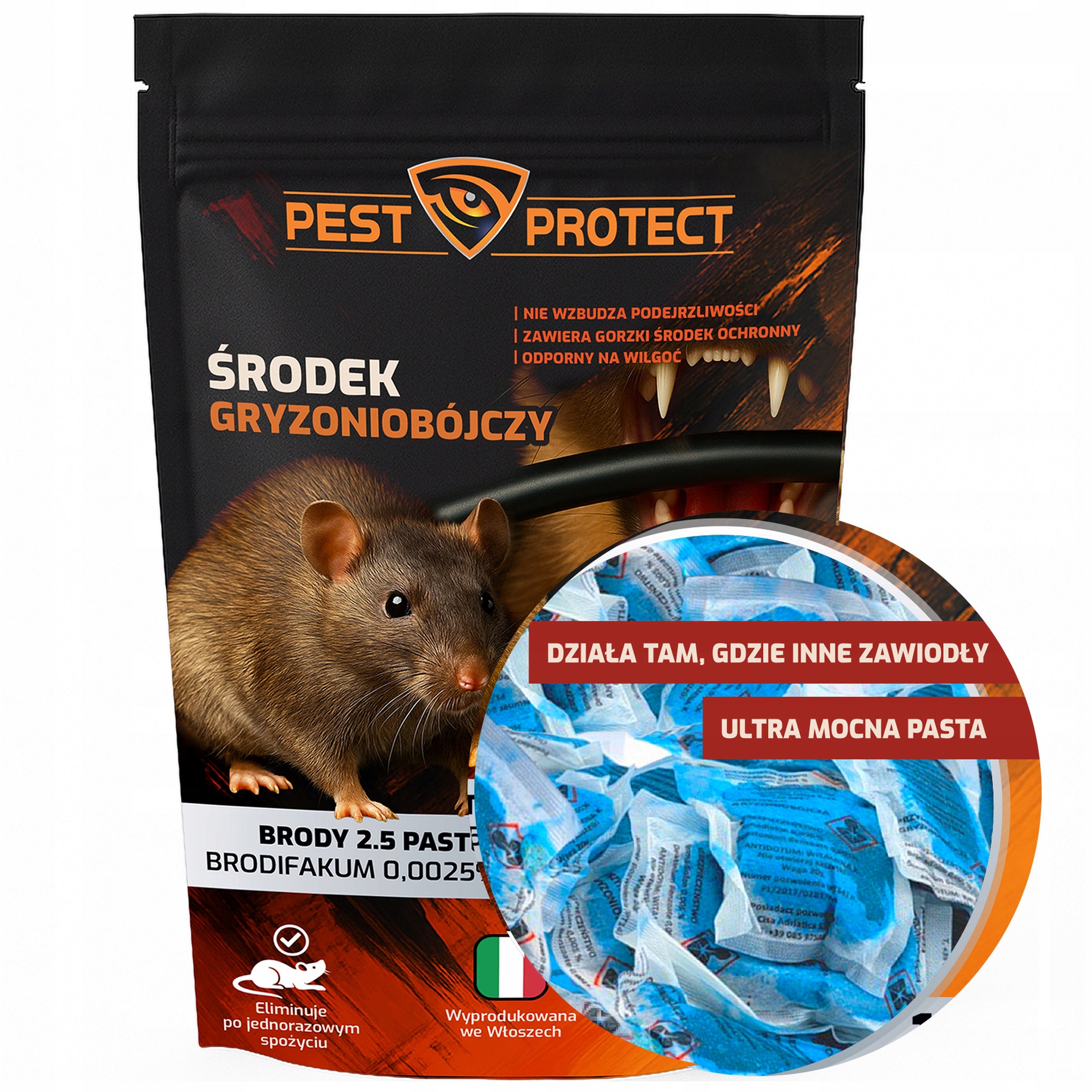 POISON FOR MOUSE RATS LARGE RODENTS PASTE SACHETS BRODIFACOUM EAN (GTIN) 5908451974091