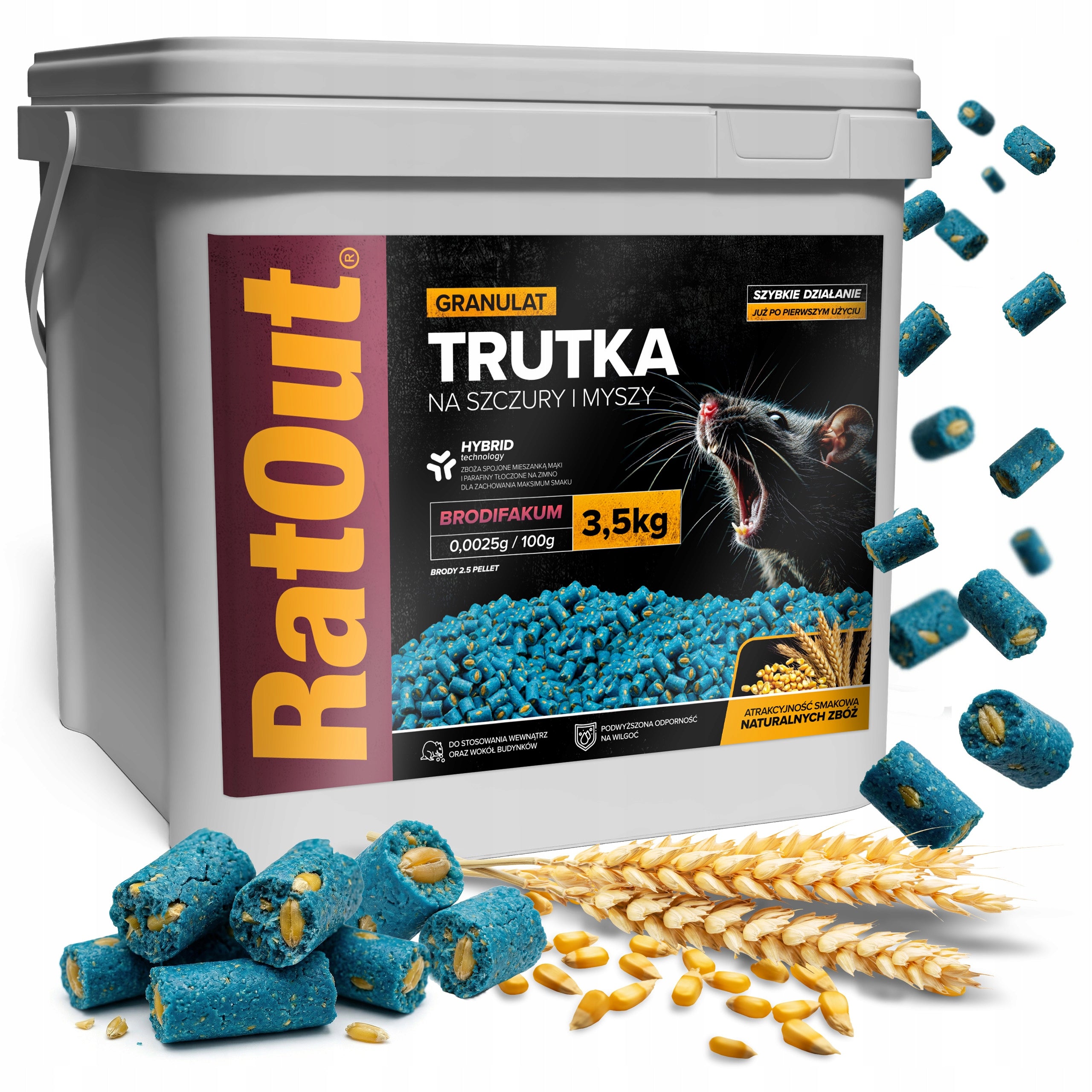 POISON FOR RAT MICE RODENTS RATOUT BRODIFACOUM PELLET PELLETS 3,5 KG