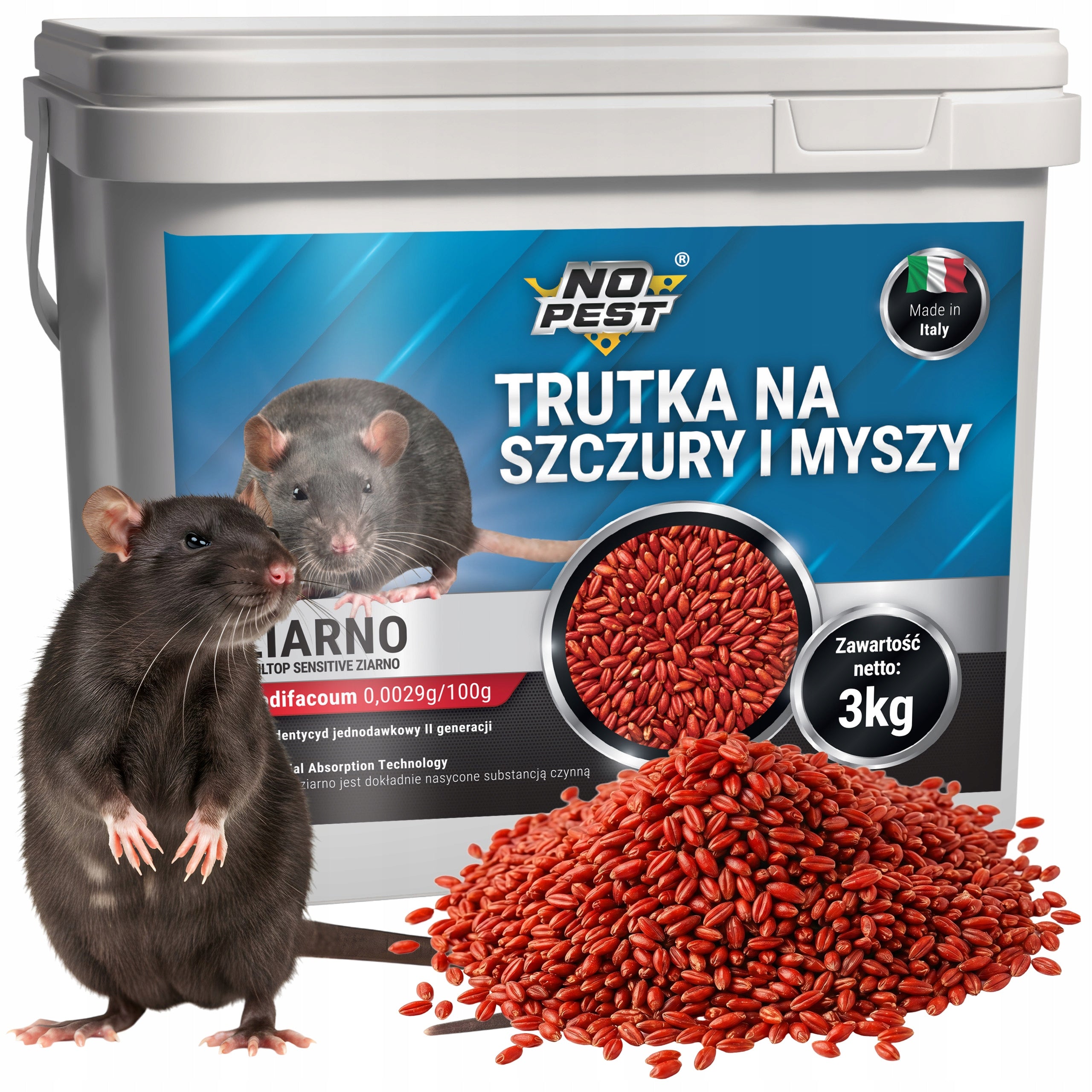 POISON FOR RATS AND MICE GRAIN BRODIFACOUM STRONG NO PEST 3 KG