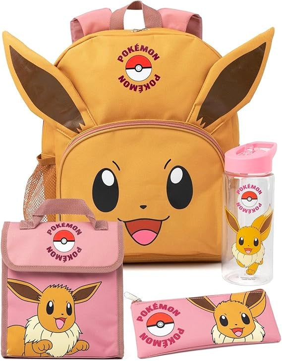 POKEMON EEVEE BACKPACK 4IN1 EARS 3D LUNCHBOX WATER BOTTLE PENCIL CASE GIFT Manufacturer code 0023245947039