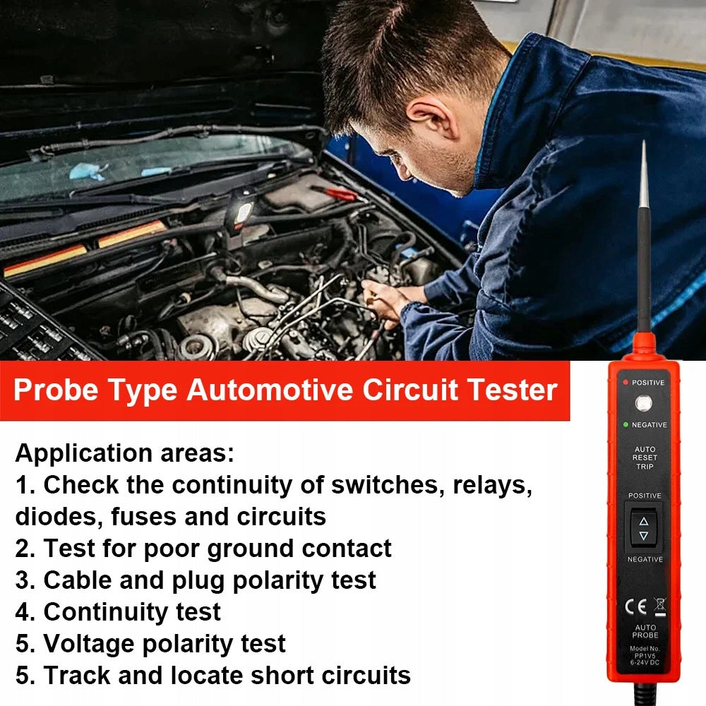 POLARIZED CAR CIRCUIT TESTER 6-24V CABLE LENGTH 450cmUNIVERSAL Product weight with unit packaging 0.33 kg