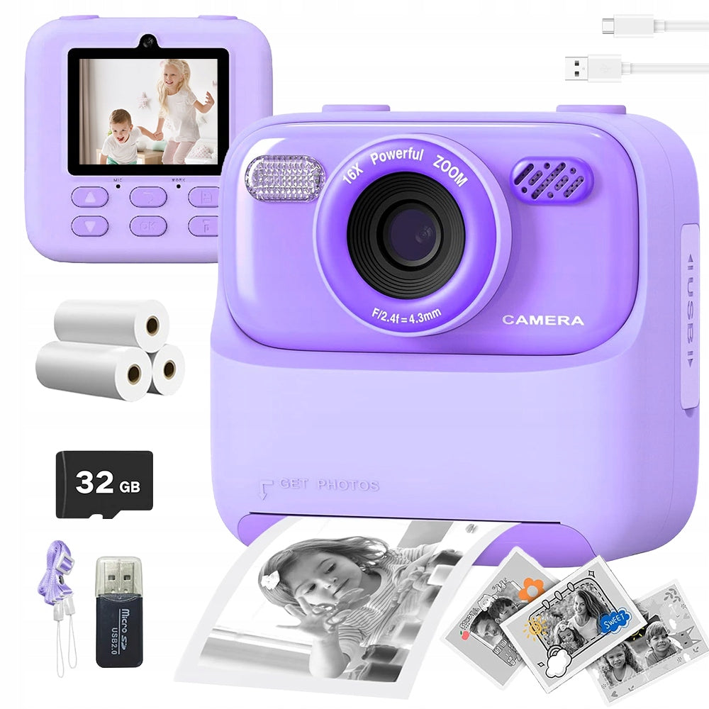 POLAROID CAMERA WITH FLASH PRINTER INSTANT VIDEO GAMES 3 ROLLS PRINTING