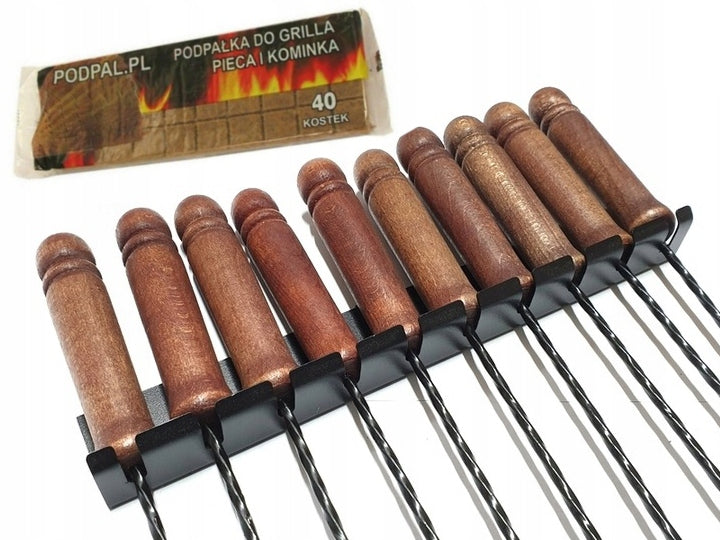 POLES STICKS FOR BONFIRE STAINLESS STEEL ENDS 120CM+ HANGER
