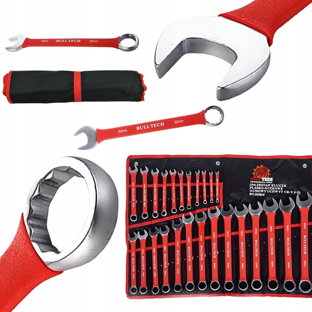 POLISHED FLAT-EYE WRENCHES WITH RUBBER GRIP 6-32MM 25EL.