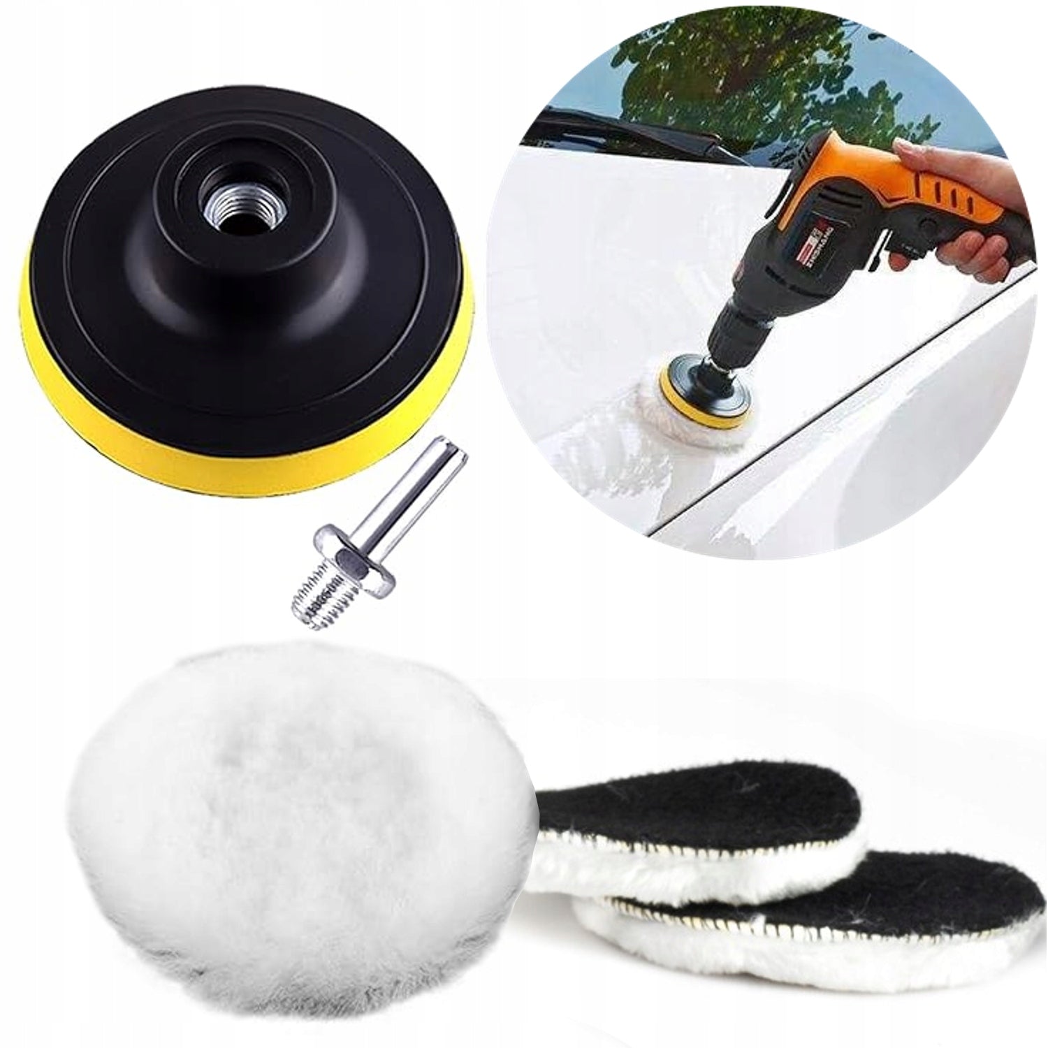 POLISHING FUR FOR POLISHING CHROME LACQUER 125 MM WITH VELCRO 3PCS DELICATE