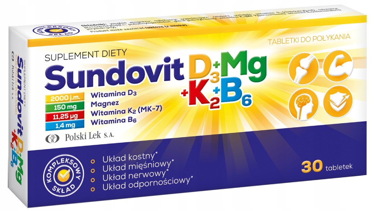 POLSKI LEK Sundovit D3 + Mg + K2 + B6 30 Tablets