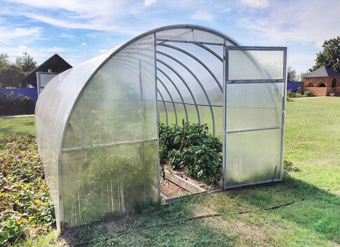 POLYCARBONATE GREENHOUSE 6mm - 3x2m with GALVANIZING 40x20mm Length 2 m