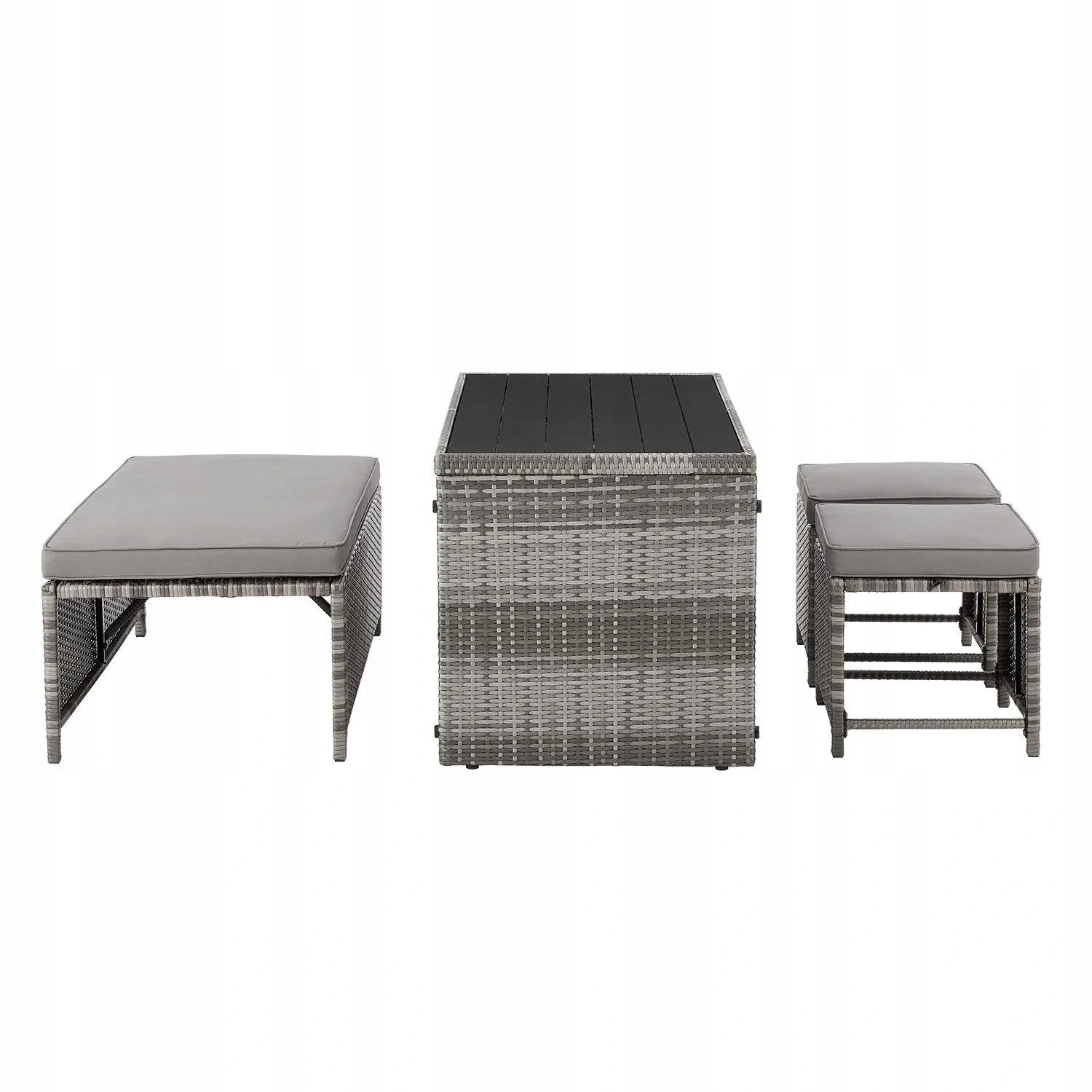 POLYRATTAN BALCONY FURNITURE 2IN1 JAMAJKA TABLE SOFA POUFS GREY Number of items in the set 5
