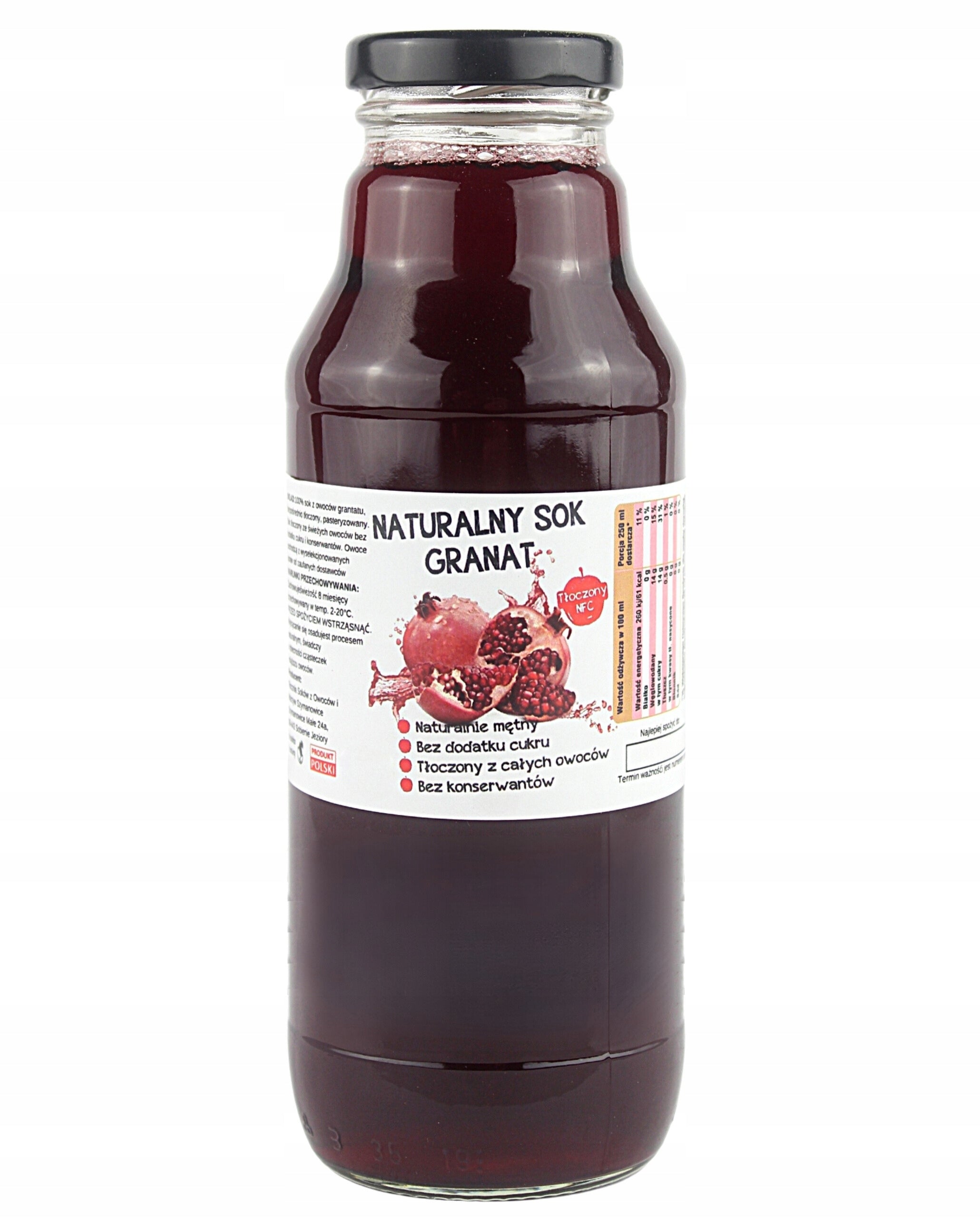 POMEGRANATE JUICE 100% Natural EMBOSSED NFC glass bottle 700ML Manufacturer code SOK GRANAT 100%