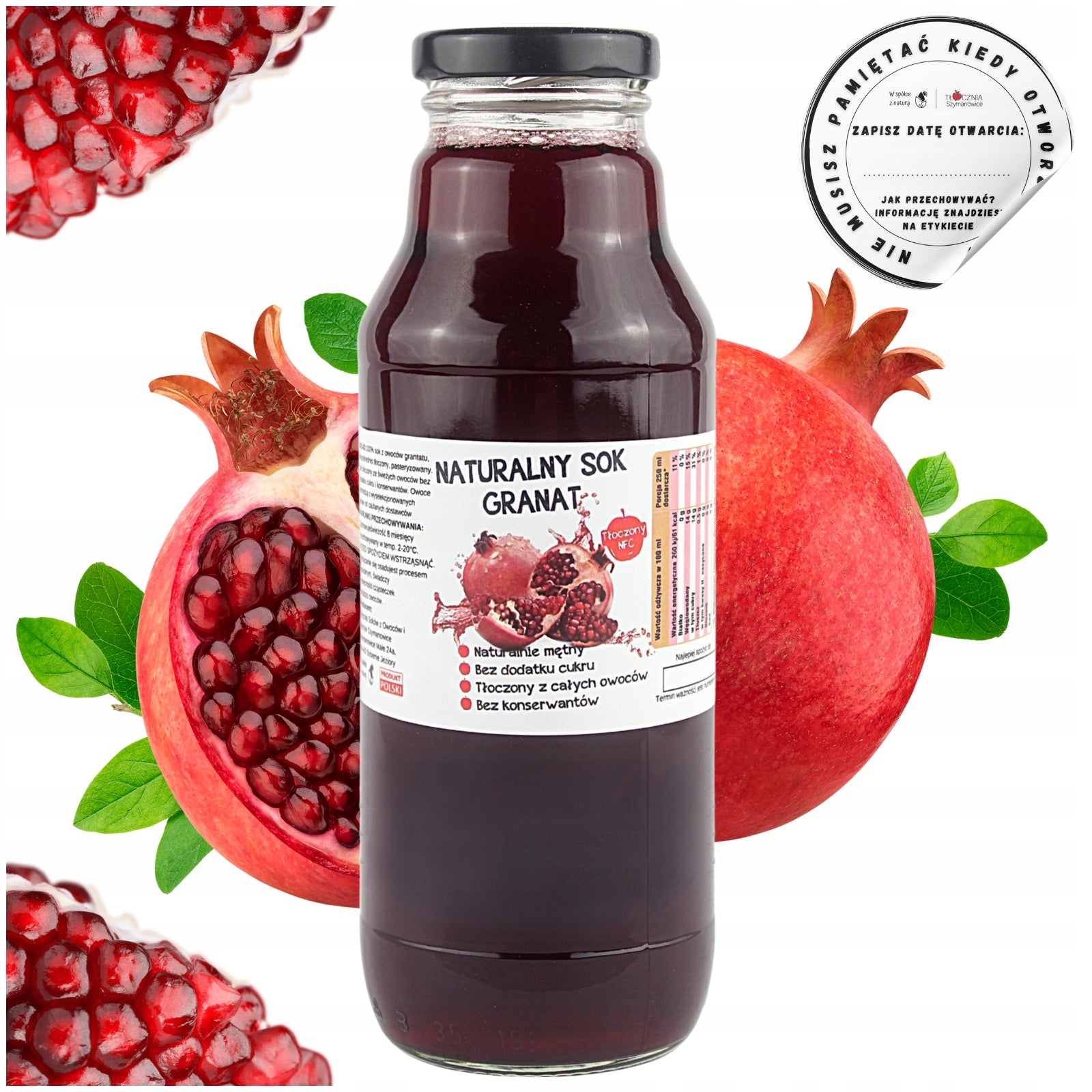 POMEGRANATE JUICE 100% Natural EMBOSSED NFC glass bottle 700ML