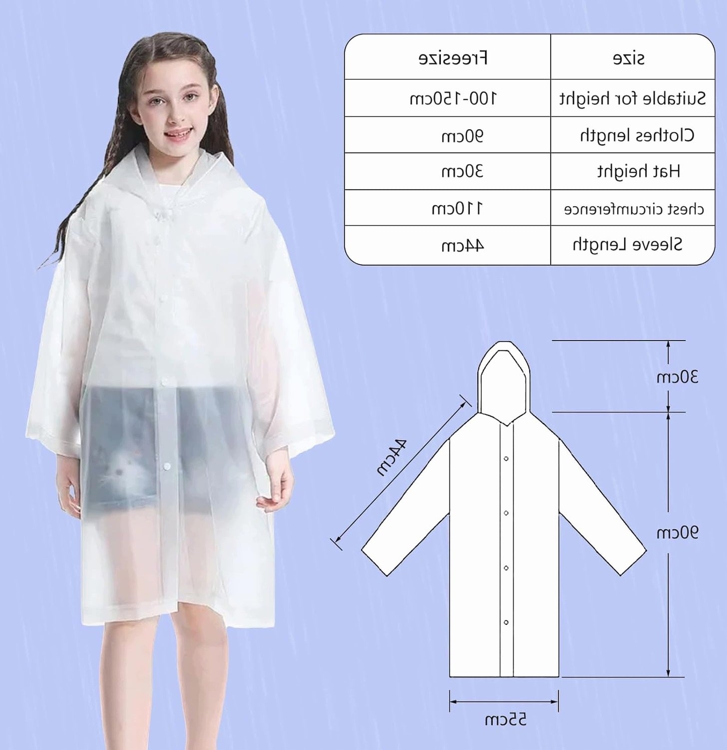 PONCHO 2 PIECES CHILDREN'S SET OF PELERNYNA WITH HOOD SLEEVES WHITE