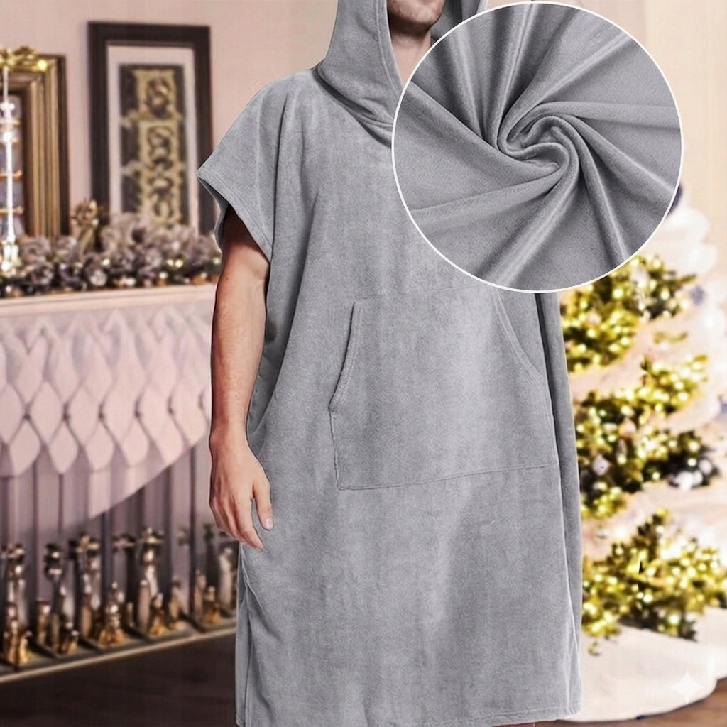 PONCHO WITH HOOD QUICK-DRYING TOWEL FOR BEACHES WOMEN'S MEN'S MICROFIBER Model RĘCZNIK PONCZO