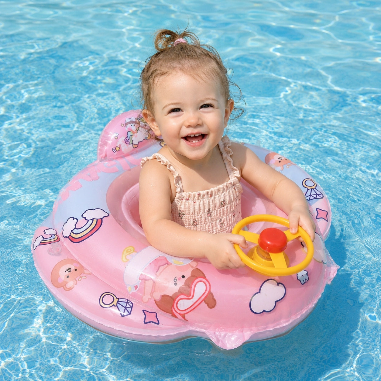 PONTOON MATTRESS FOR BABY INFLATABLE PINK CAR FOR POOL BY THE WATER Packaging status original