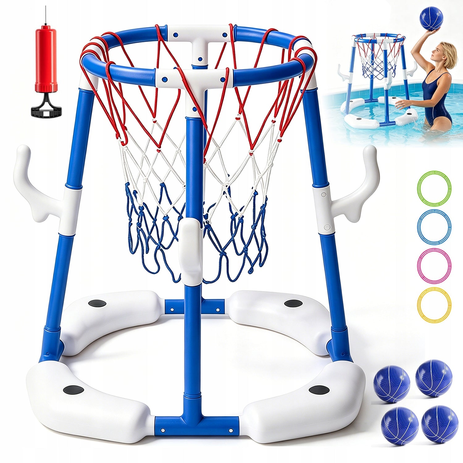 POOL BASKETBALL BASKET 3IN1 WATER GAME FOR KIDS ADULTS