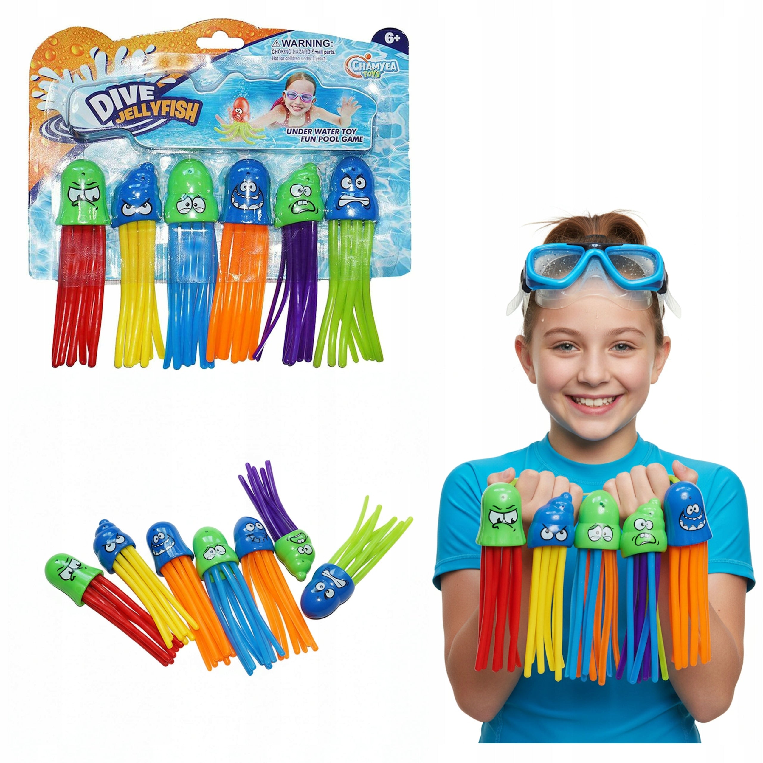 POOL BATH WATER DIVING TOYS OCTOPUS SET 6PCS COIL