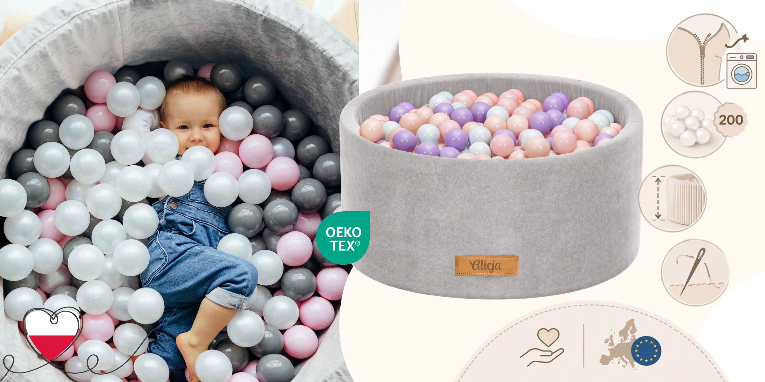 POOL WITH BALLS FLUMI 200 BALLS 90X40 WITH ENGRAVING FREEBIE DIFFERENT COLORS OF BALLS Manufacturer code basenik dla dziecka basen z kulkami