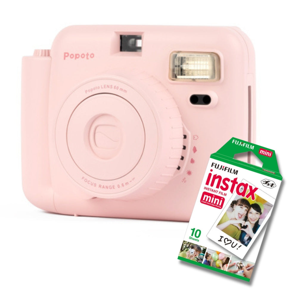 POPOTO PINK INSTANT CAMERA WITH CARTRIDGES INSTAX MINI 10 pcs GIFT