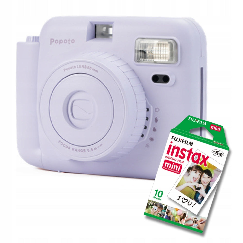 POPOTO PURPLE INSTANT CAMERA WITH CARTRIDGES INSTAX MINI 10 pcs