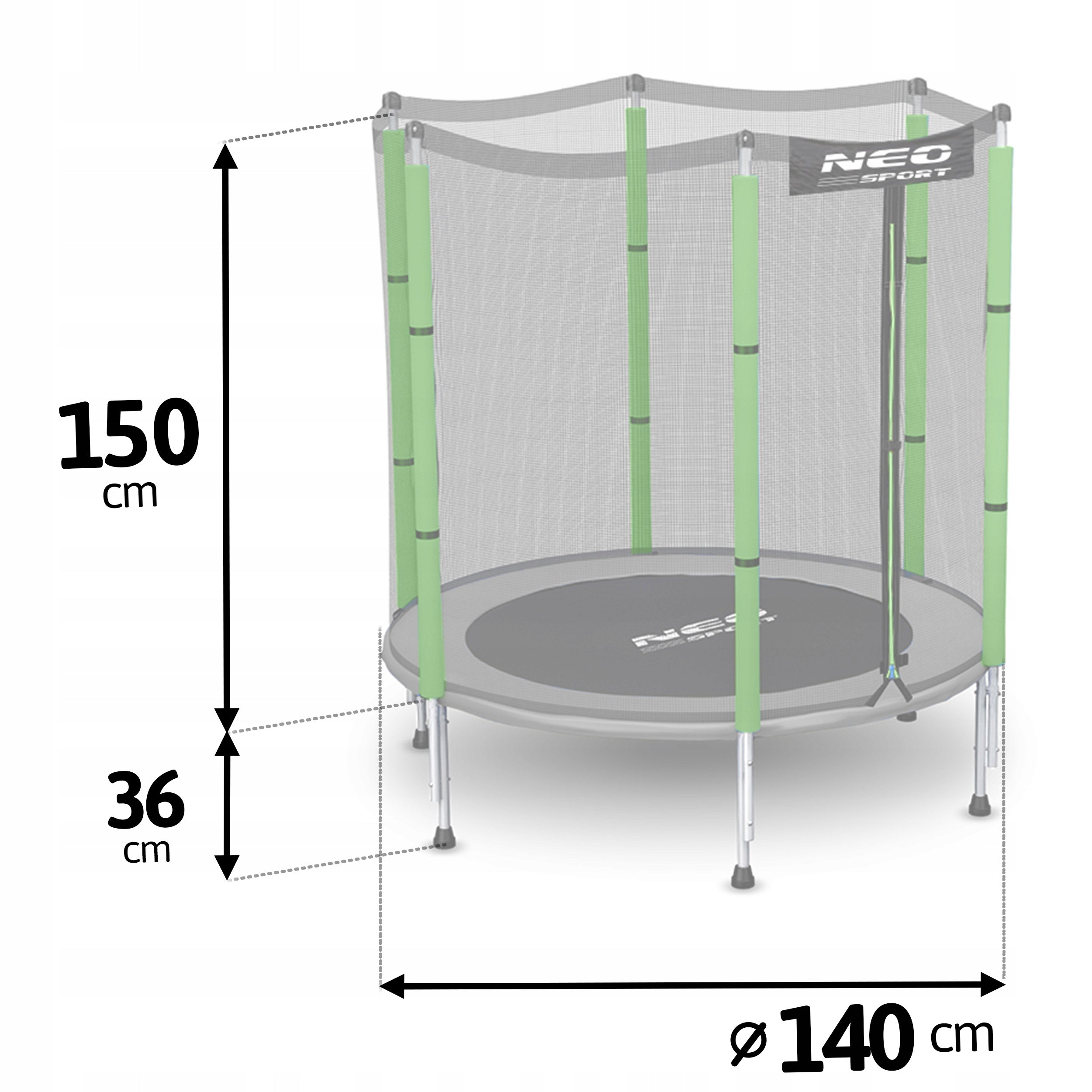 POPULAR TRAMPOLINE WITH MESH 140cm Garden High Quality Manufacturer code NS-04Z240F