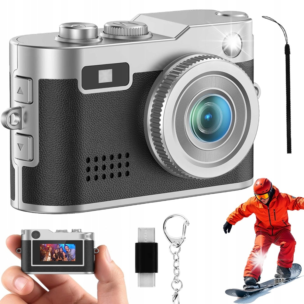 PORTABLE 2MP 1080P LED VIDEO CAMERA WITH WRIST STRAP AND KEYCHAIN