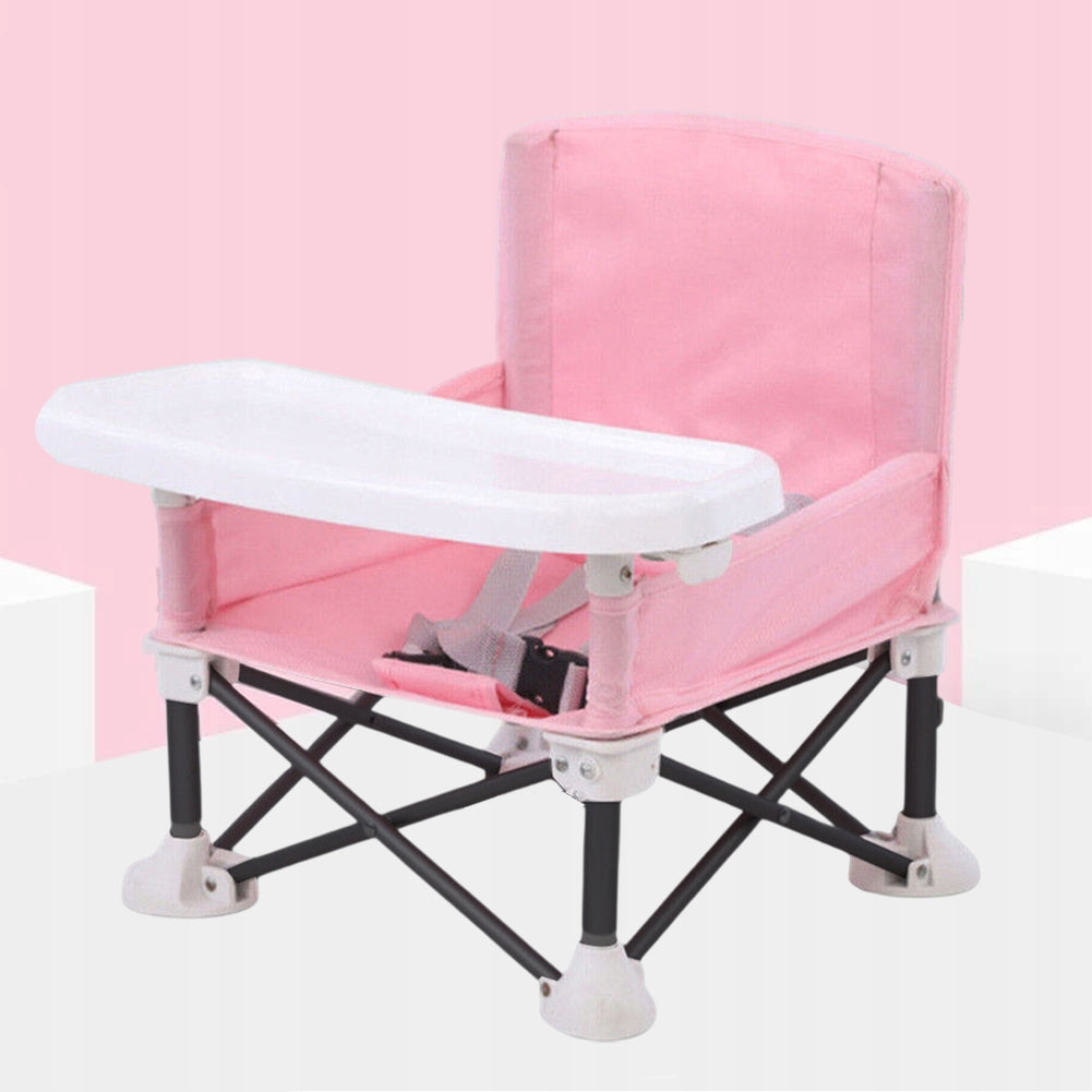 PORTABLE BABY FEEDING CHAIR FOLDING WITH SEAT BELT Color pink