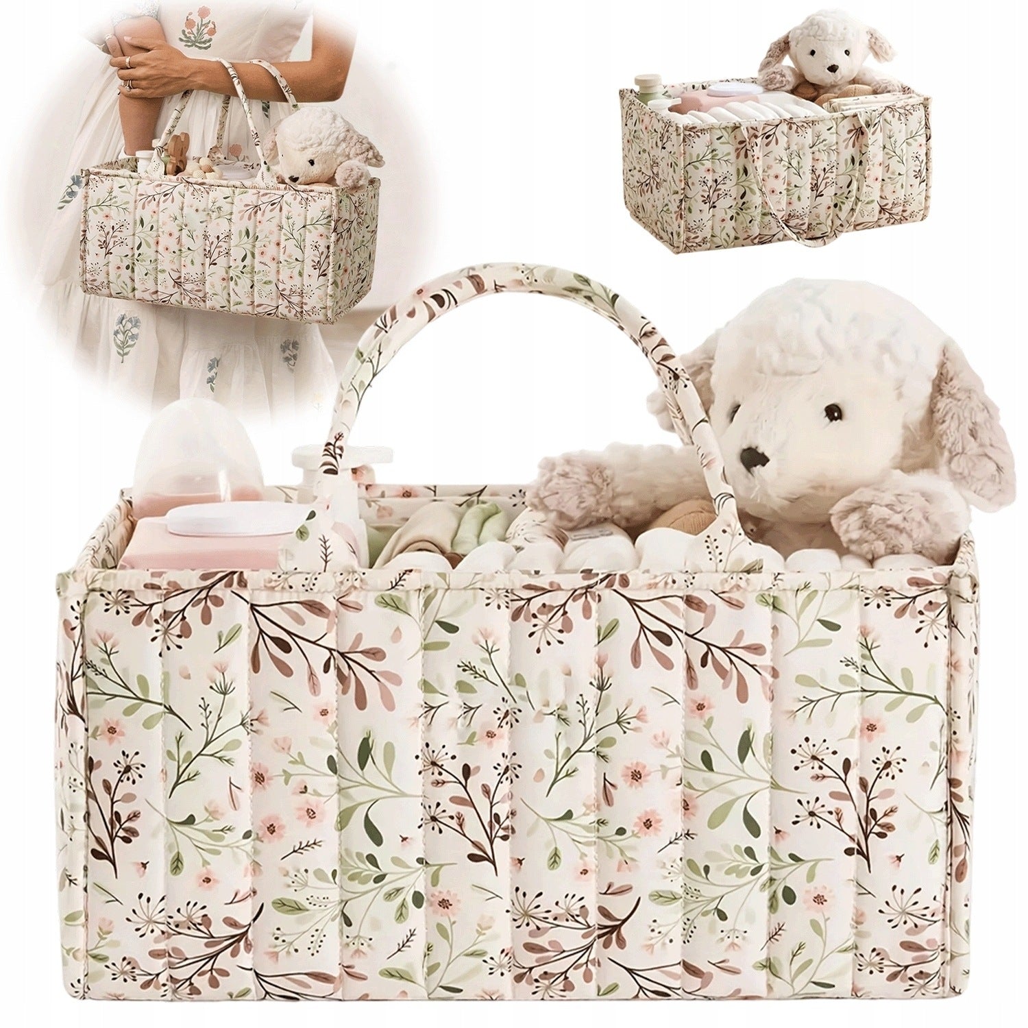 PORTABLE BASKET DIAPER ORGANIZER WIPES TOYS FOR BABY AND MOM