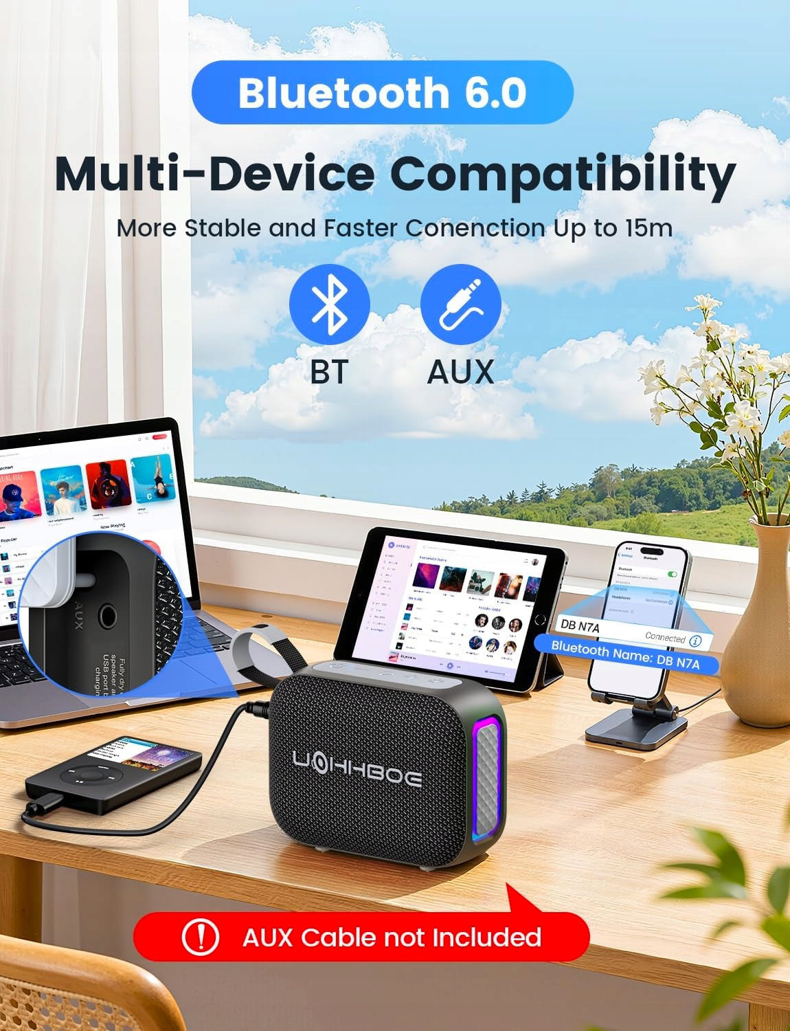 PORTABLE BLUETOOTH SPEAKER 20W IPX5 RGB TWS 24H PARTY SOUND Model other