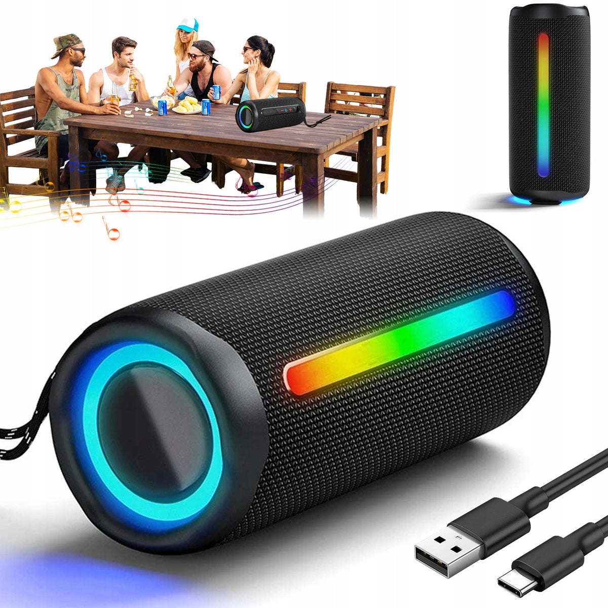 PORTABLE BLUETOOTH SPEAKER 5.3 WIRELESS 30W BUILT-IN RGB MICROPHONE