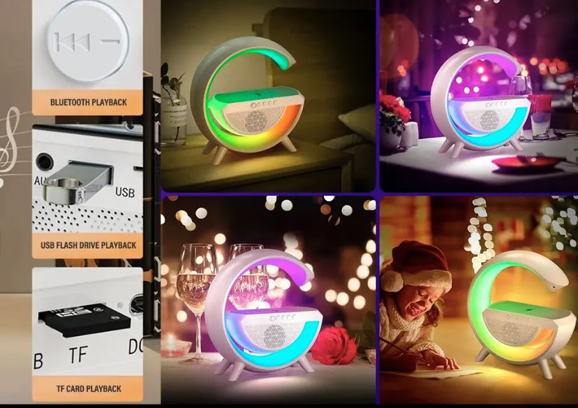PORTABLE BLUETOOTH SPEAKER MOBILE WHITE LED LIGHT INDUCTION CHARGER Brand DoModa