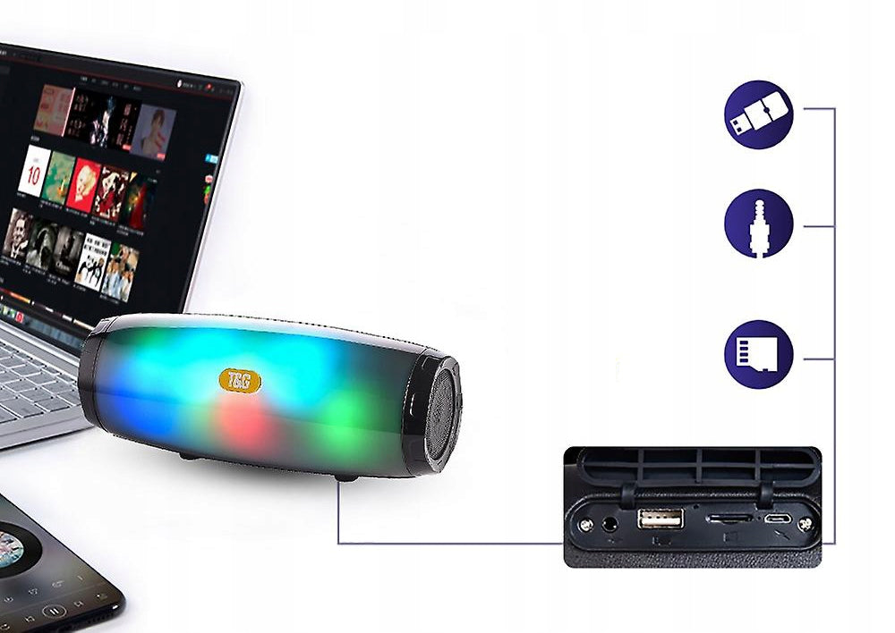 PORTABLE BLUETOOTH SPEAKER SMART WIRELESS BLACK MOBILE USB Manufacturer code BOOMBOX AUX WODOODPORNY MOCNY LED RGB 5.0 5.3