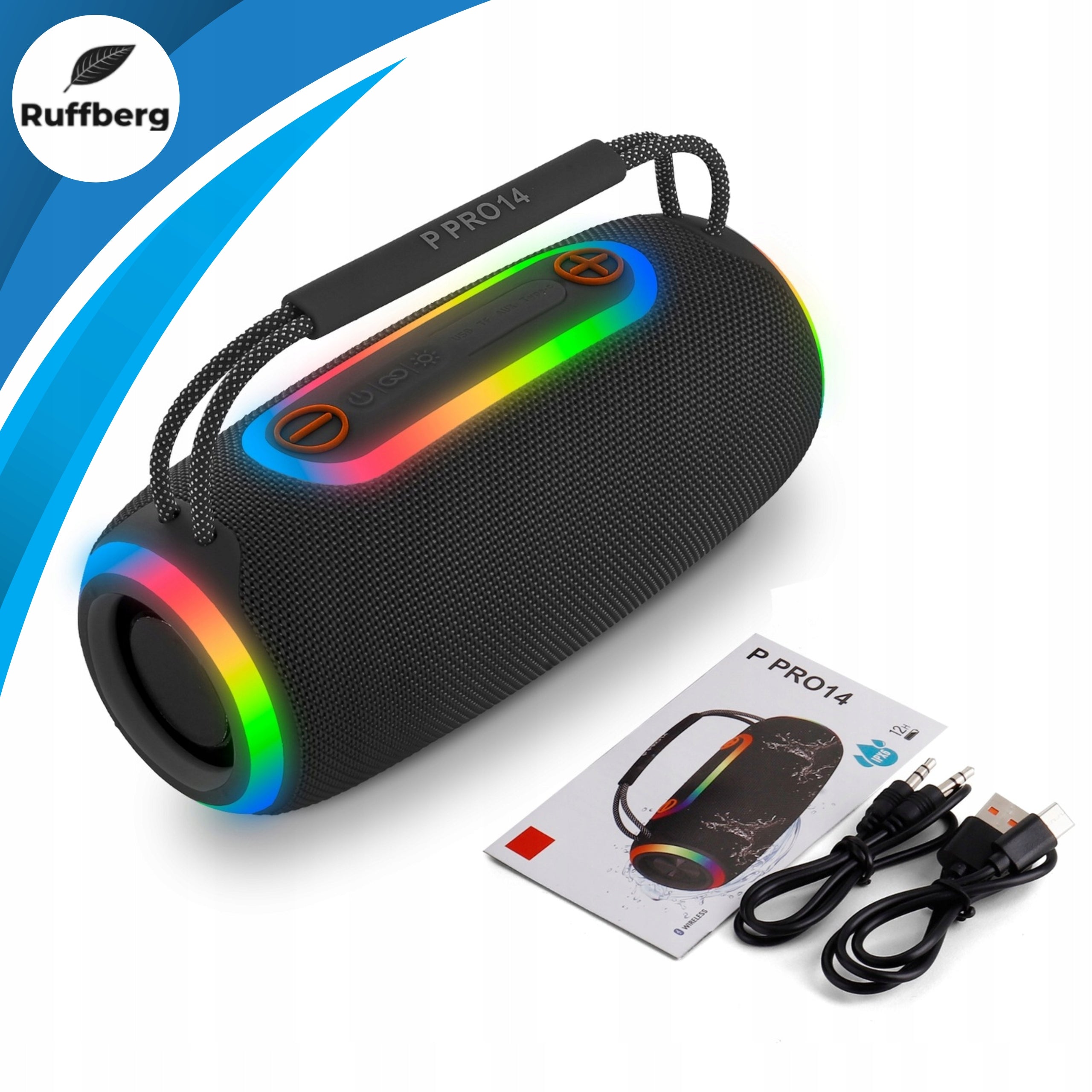 PORTABLE BLUETOOTH SPEAKER WIRELESS USB FM TWS BLACK LOUD LED Packaging status original