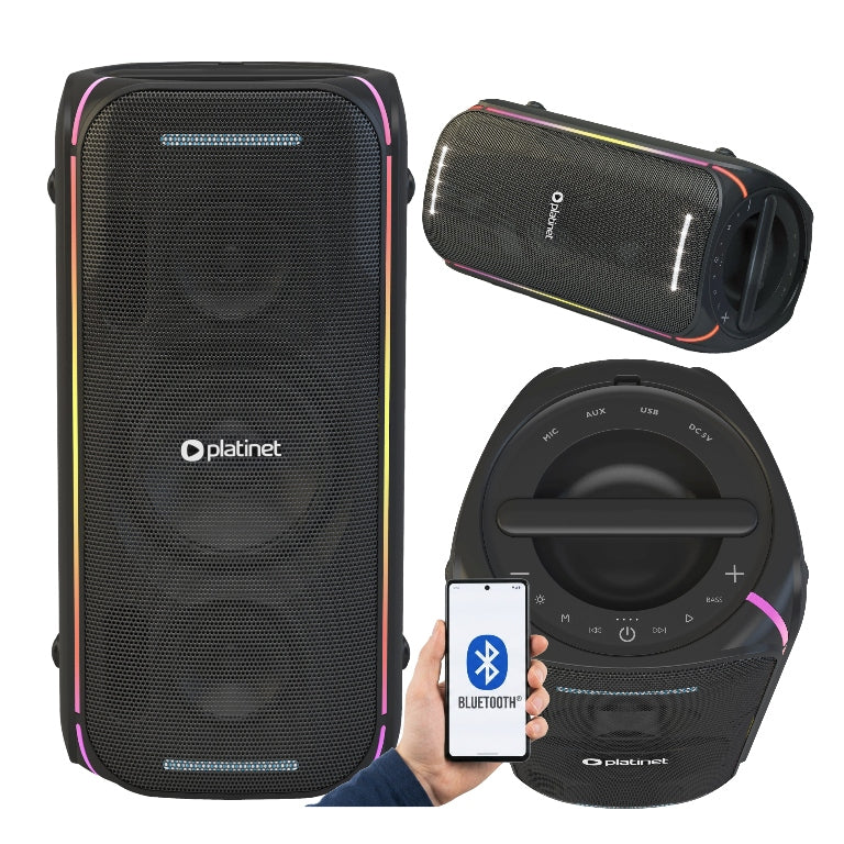 PORTABLE BLUETOOTH SPEAKER WIRELESS USB SD FM 70W KARAOKE MICROPHONE
