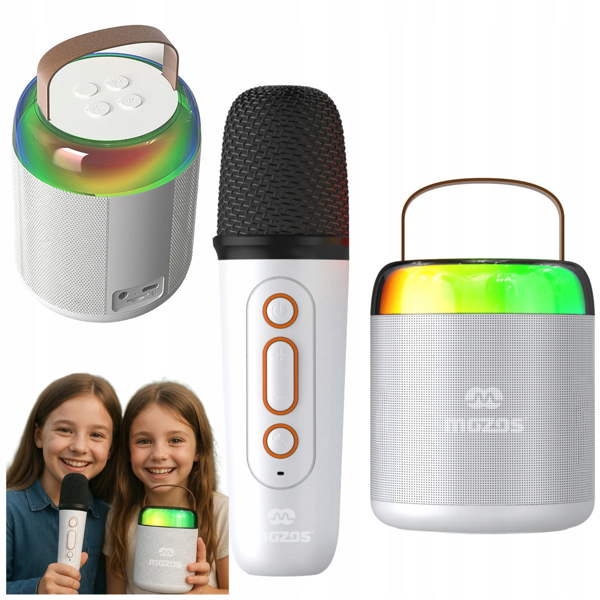 PORTABLE BLUETOOTH SPEAKER WITH KARAOKE MICROPHONE LED BACKLIGHT RGB
