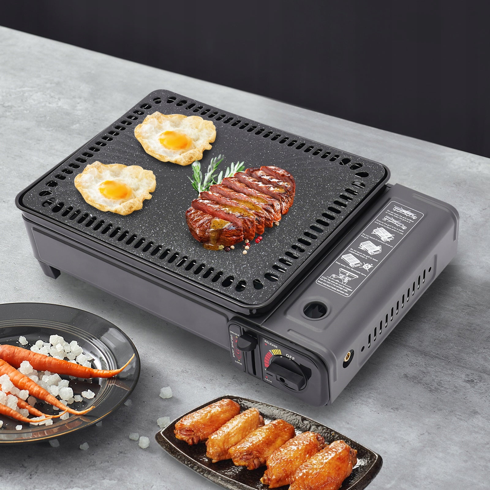 PORTABLE CAMPING GRILL GAS STOVE WINDPROOF WITH CASE FOR GRILL CAMPING Grill width 41.5 cm