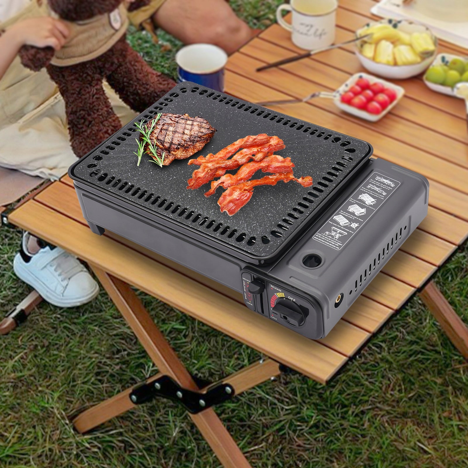 PORTABLE CAMPING GRILL GAS STOVE WINDPROOF WITH CASE FOR GRILL CAMPING Manufacturer code 17183