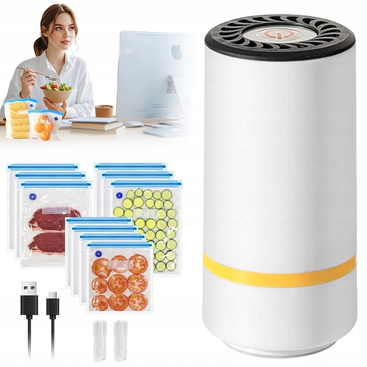 PORTABLE CAMPING VACUUM PACKER 300MAH 10 BAGS