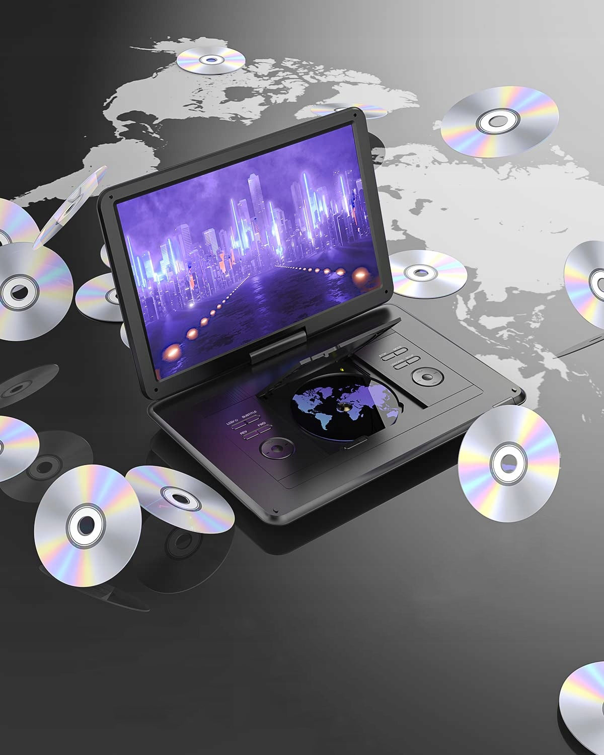 PORTABLE CAR DVD PLAYER PURPLE 17.5'' LCD 5000mAh AKU Manufacturer code Przenośny ODTWARZACZ DVD 17,5''--
