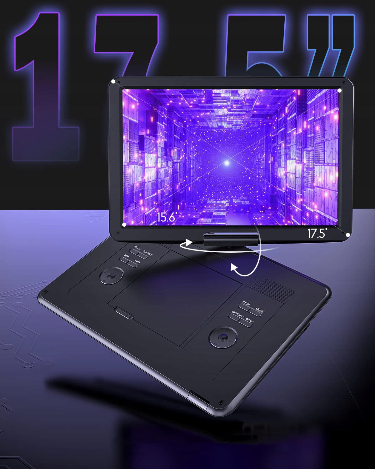 PORTABLE CAR DVD PLAYER PURPLE 17.5'' LCD 5000mAh AKU Packaging status original