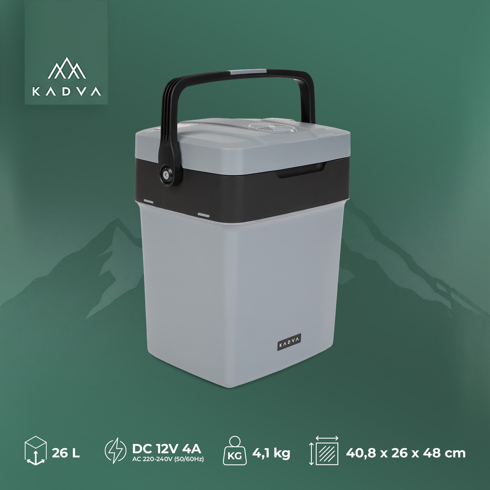 PORTABLE CAR TOURIST REFRIGERATOR KADVA AC/DC 26l ELECTRIC 12V Packaging status original
